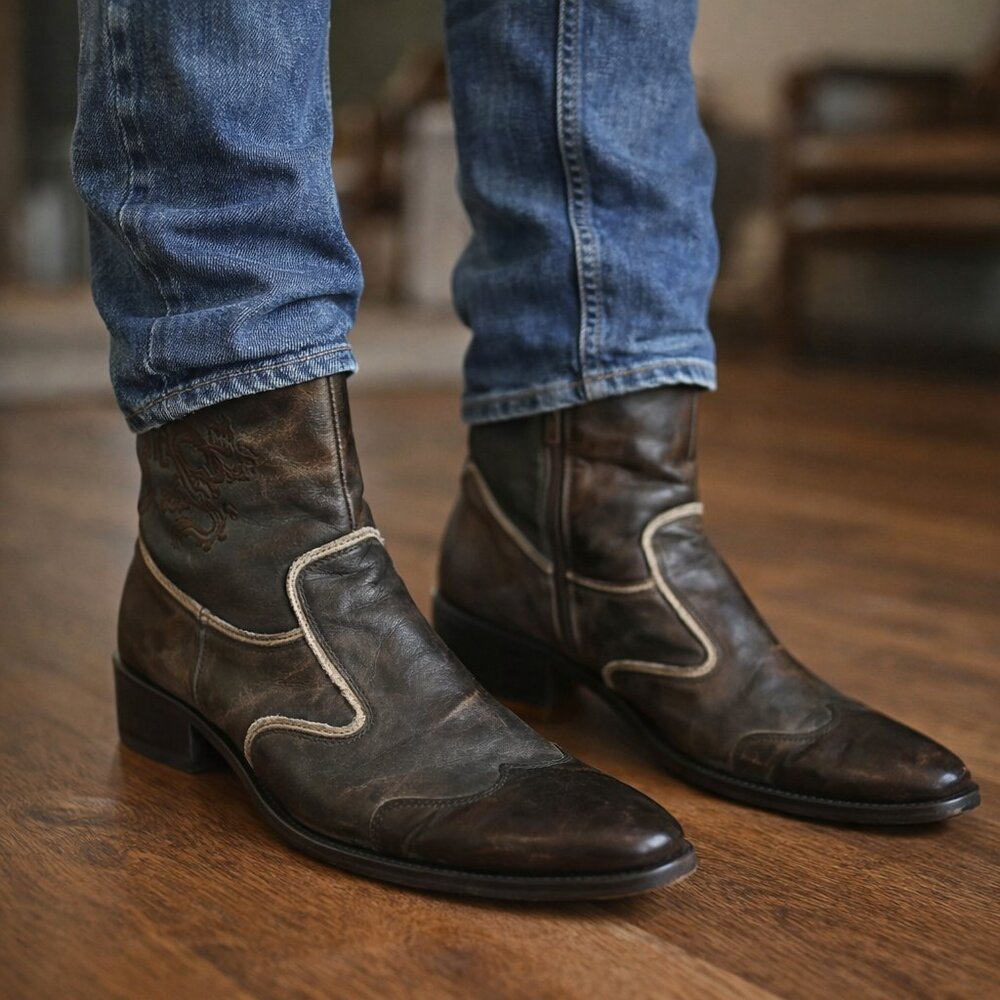 Mark Nason "Rock Lives Dragon" Men's Ankle Boots Size 10